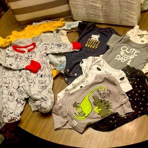Newborn baby boy clothes lot with diapers! Cloud island. Child of mine. Carters.